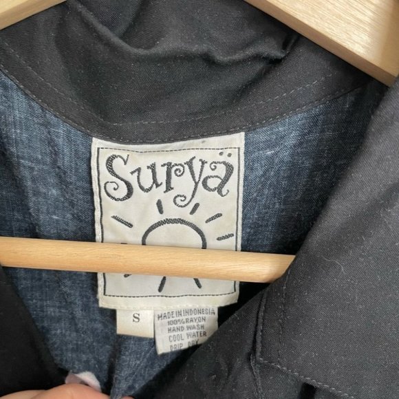 Surya black vintage button down top shirt floral - Picture 7 of 14